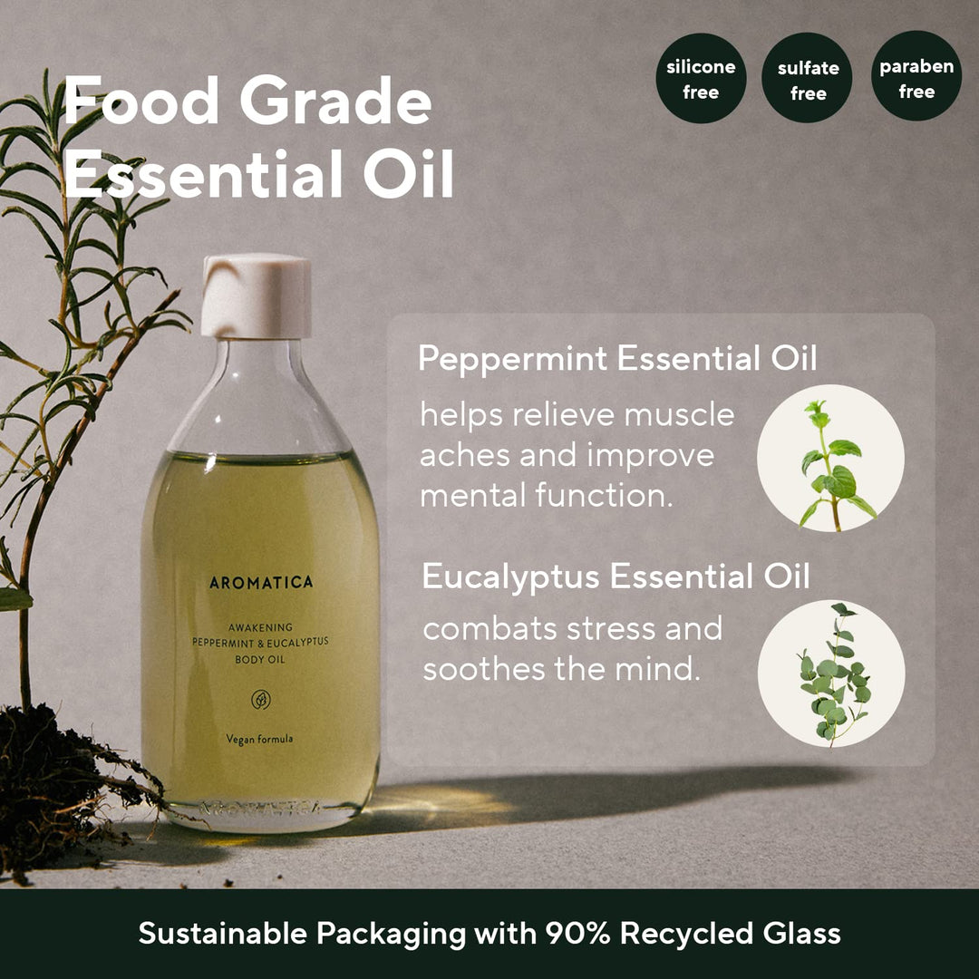 AROMATICA Awakening Body Oil, Peppermint & Eucalyptus, 100 ml