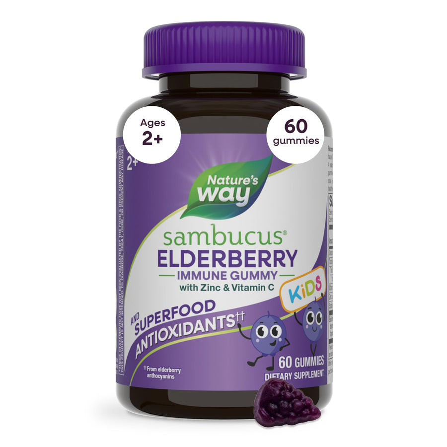 Nature's Way Sambucus Elderberry Gummies For Kids, Berry, 60 Count