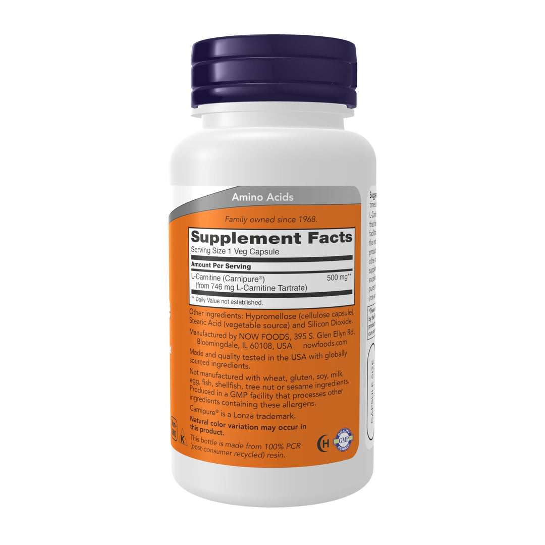 NOW L-Carnitine 500 mg, 60 Count
