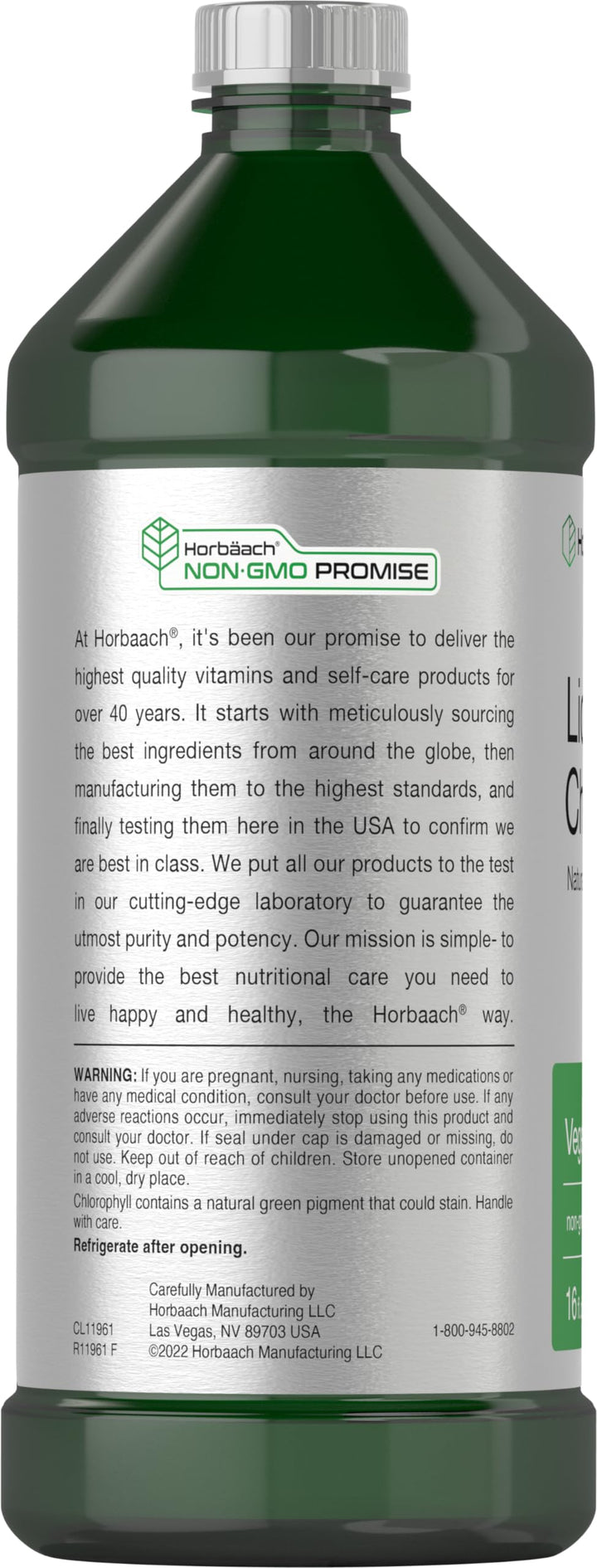 Horbäach Liquid Chlorophyll, Unflavored, 100 mg, 950 ml, Pack of 2