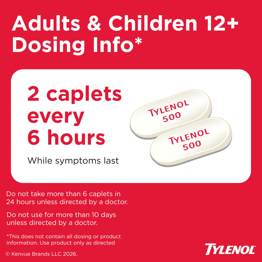 Tylenol Extra Strength Pain Reliever and Fever Reducer Caplets, 500 mg, 100 Count