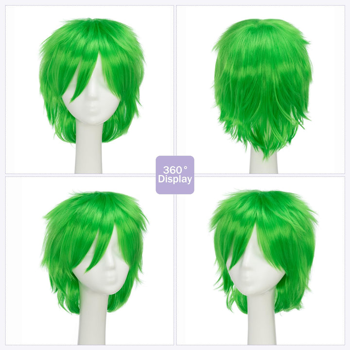 S-noilite Cosplay Wig, Short Straight Fluffy Spiky, Green