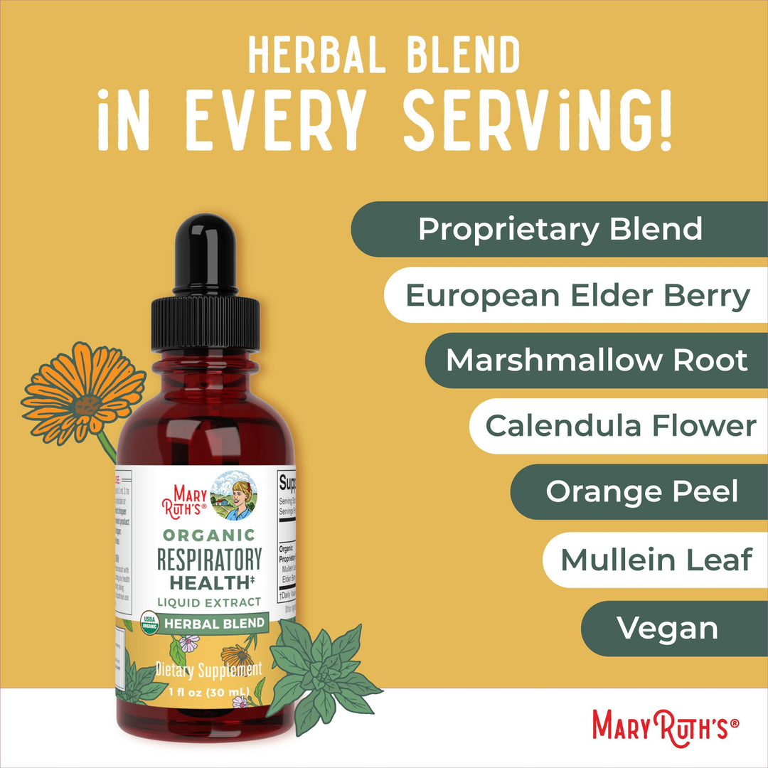MARYRUTH'S Respiratory Health Liquid Drops, Herbal Blend, 1 fl oz