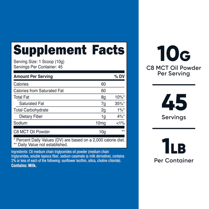 Nutricost C8 MCT Oil Powder, 1 lb