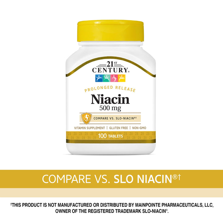 21st Century Niacin Vitamin B3 Prolonged Release, 500 mg, 100 Count