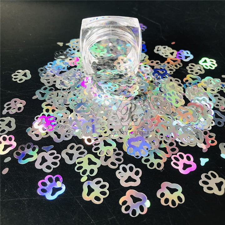 PrettyG Qute Paw Print Glitter, Silver, 10 g