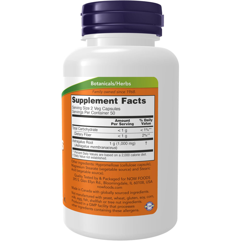 NOW Astragalus 500 mg, 100 Count
