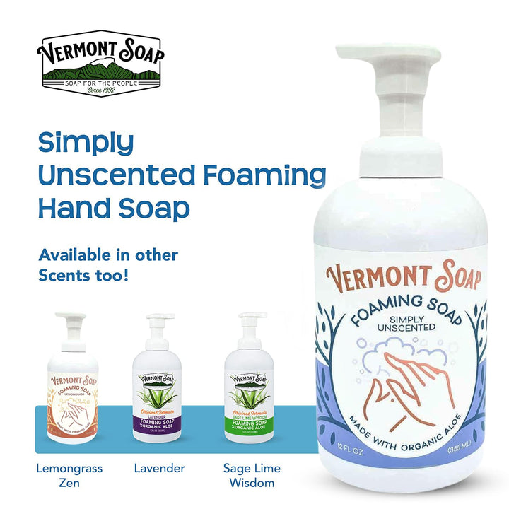 Vermont Soap SunShea Organic Foaming Hand Soap, Unscented, 12 oz