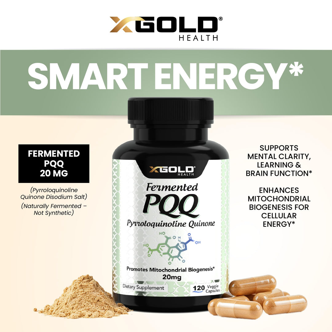 X Gold Health PQQ Supplement Veggie Capsules, 120 Count