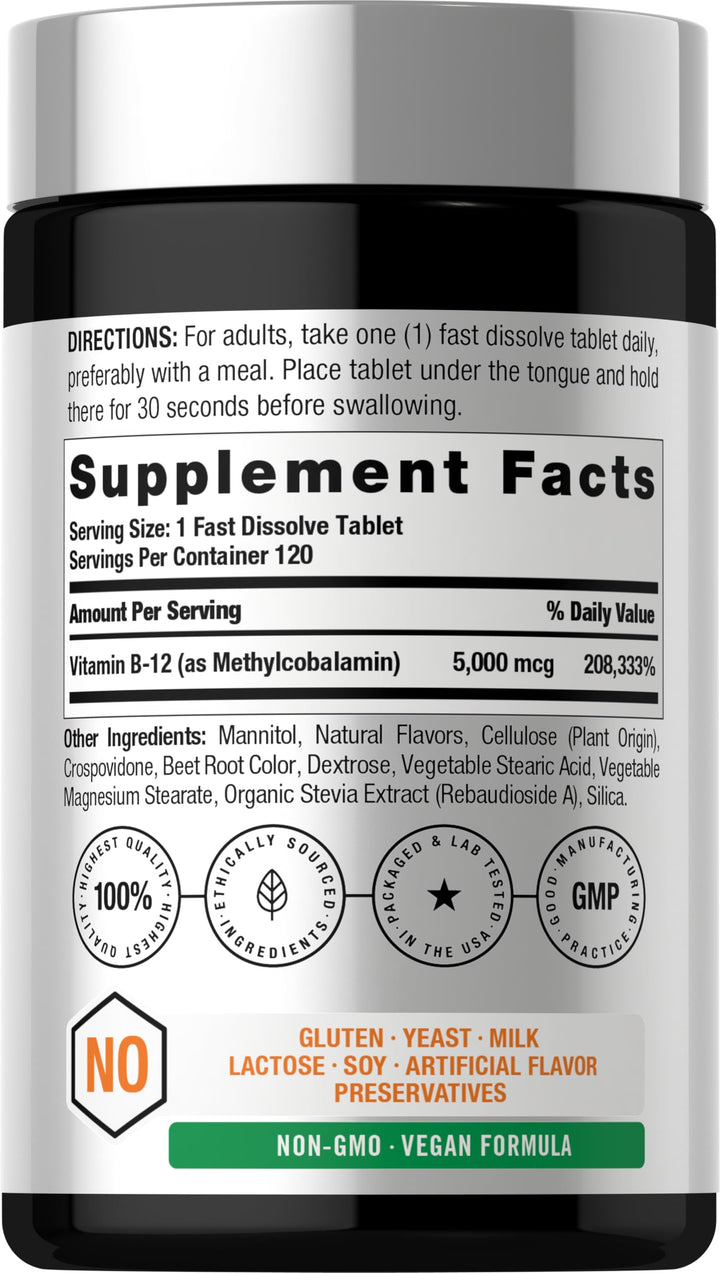 Horbäach Vitamin B12 5000 mcg, 120 Count