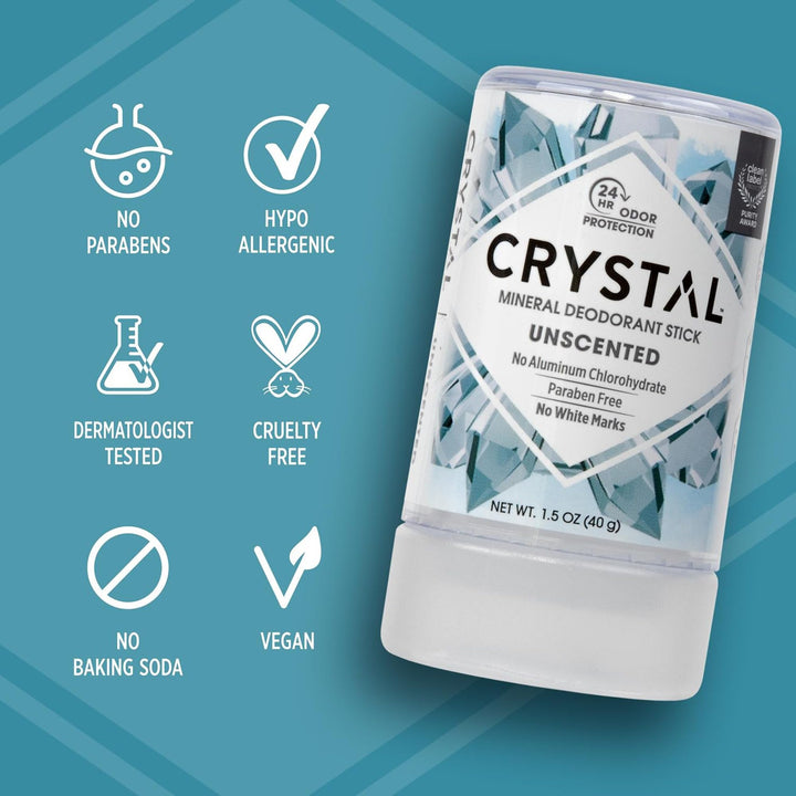 CRYSTAL Deodorant Mineral Deodorant Stick, Unscented, 1.5 fl oz