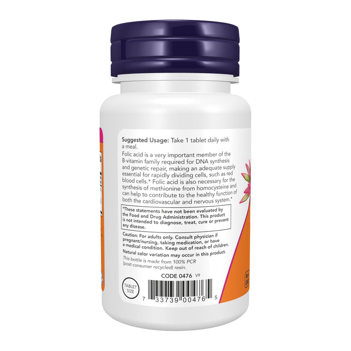 NOW Folic Acid 800 mcg with B12 Tablets, 250 Count