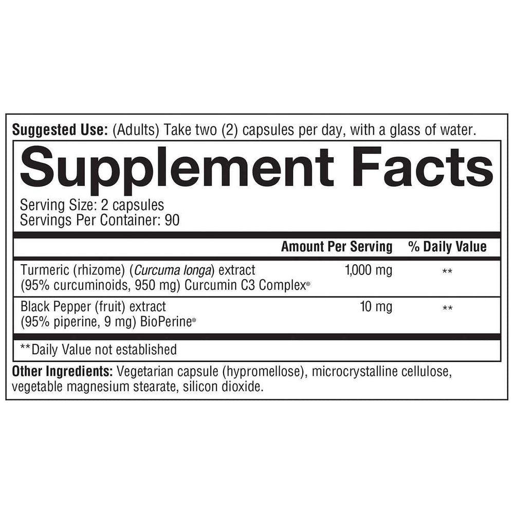 Youtheory Turmeric Extra Strength Formula Capsules, 1000 mg, 180 Count