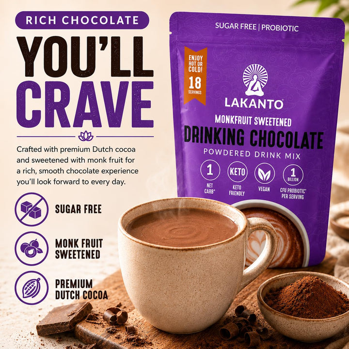 Lakanto Sugar Free Drinking Chocolate Mix, Original, 10 oz
