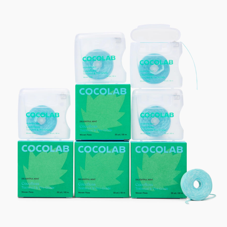 Cocolab Coconut Oil Infused Woven Dental Floss, Mint, 32 yd, 4 Count