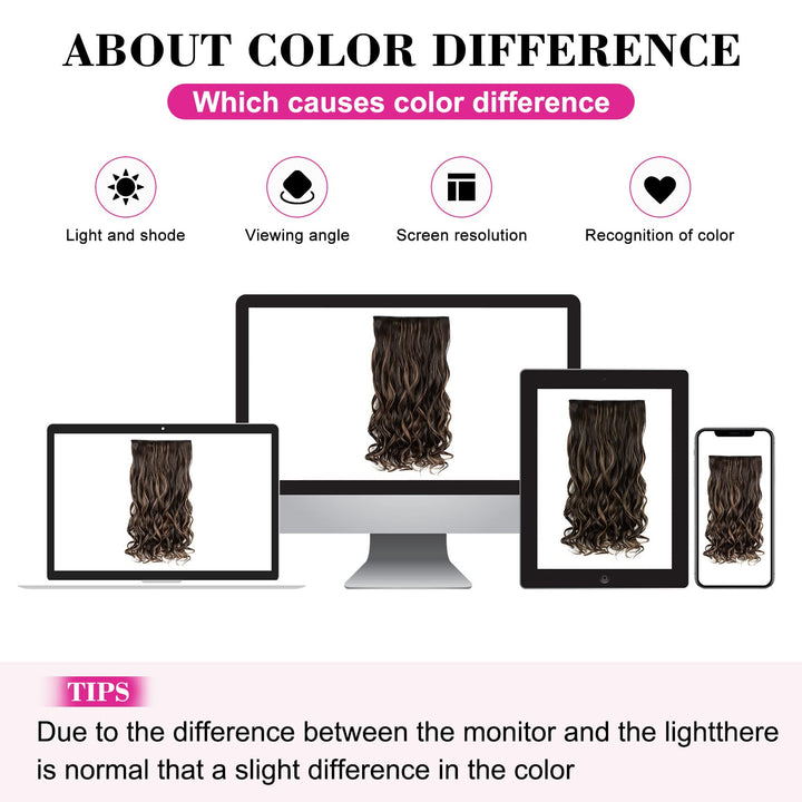 REECHO Curly Wave Clip-In Hair Extensions, Dark Brown, 20 Inch, 1 Count, 4.6 oz