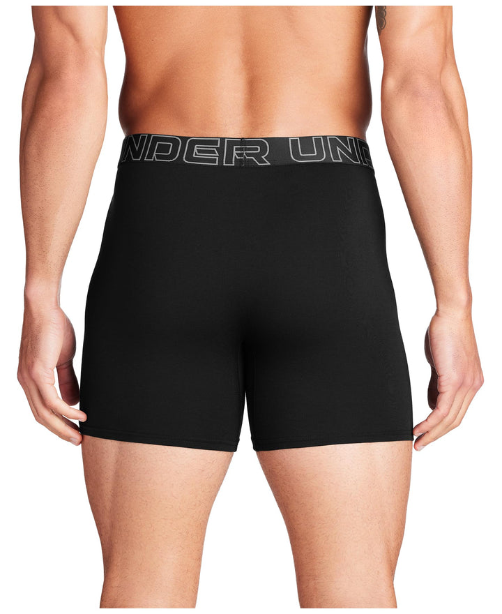 Under Armour Men's Cotton Boxerjock Brief Underwear, Black Solid, Medium, 3 Count