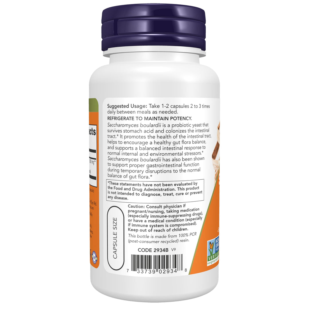 NOW Saccharomyces Boulardii Probiotic, 5 Bil CFU, 60 Count
