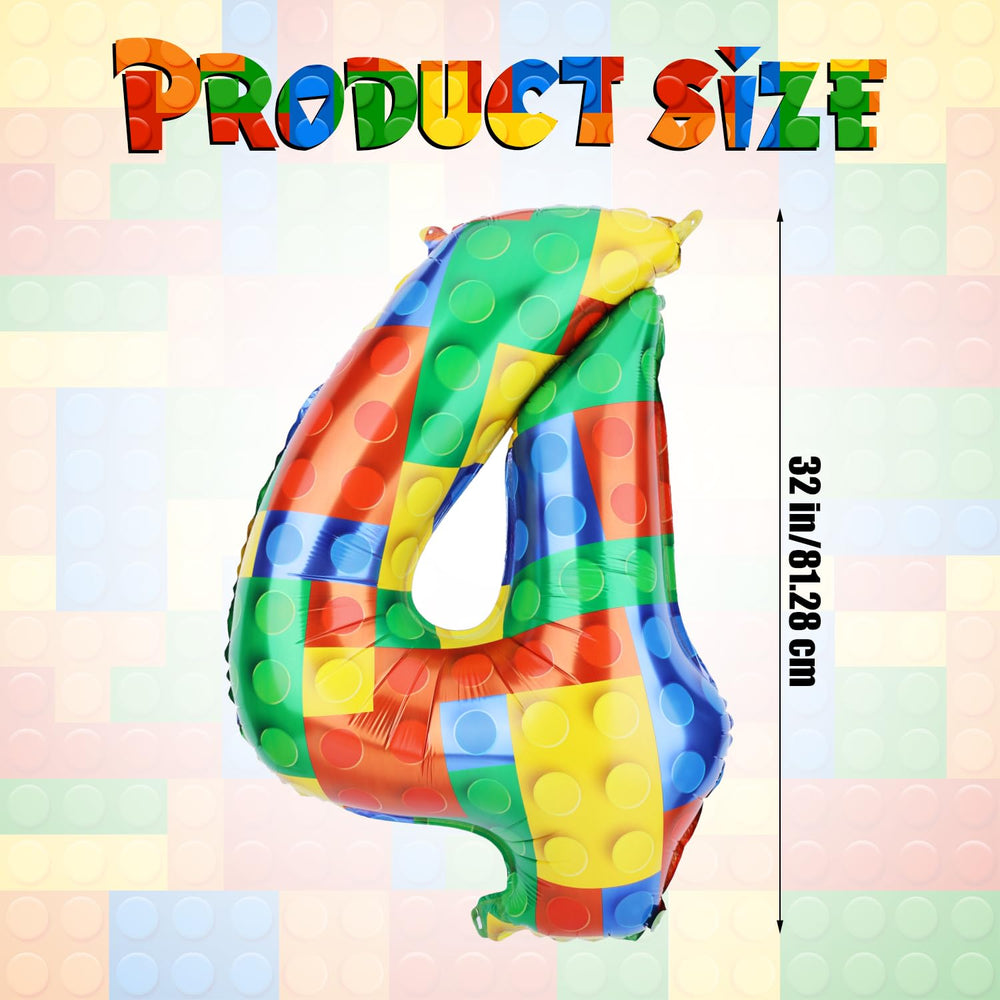 SAVITA Building Blocks Balloon, Number 4, 32 inch