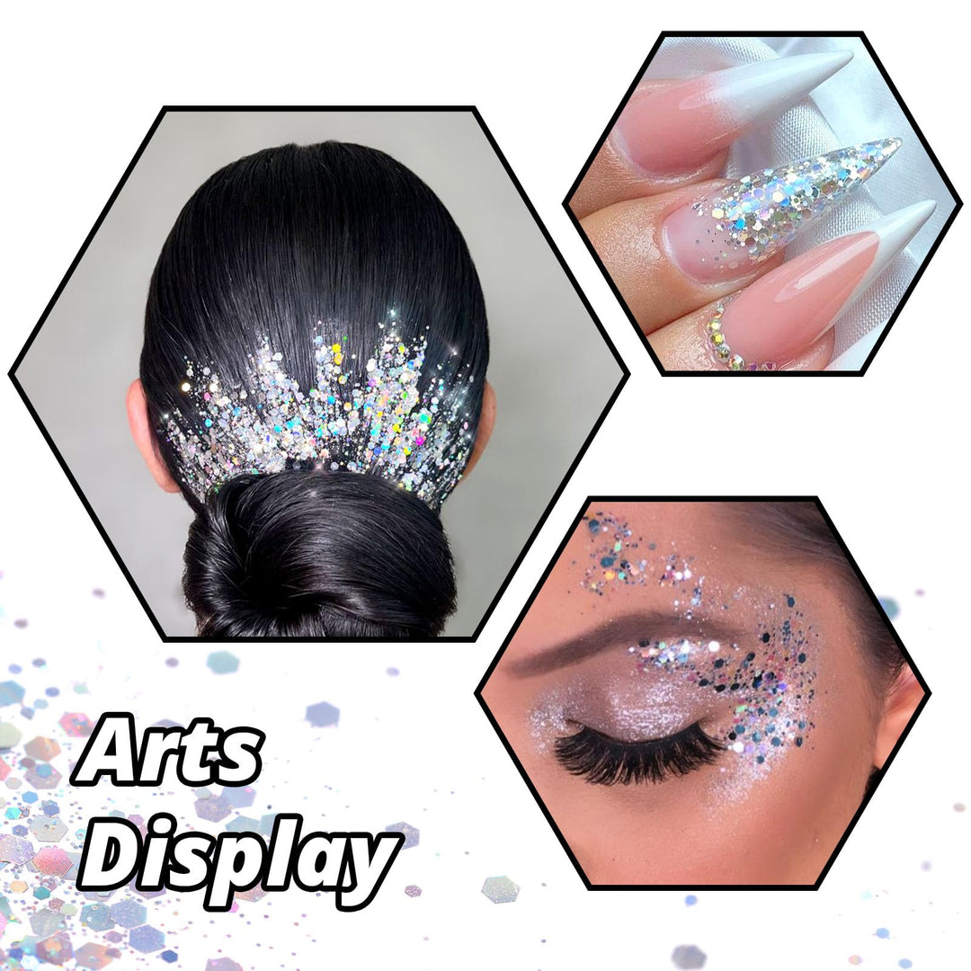 HTVRONT Holographic Chunky Glitter, Silver, 100 g