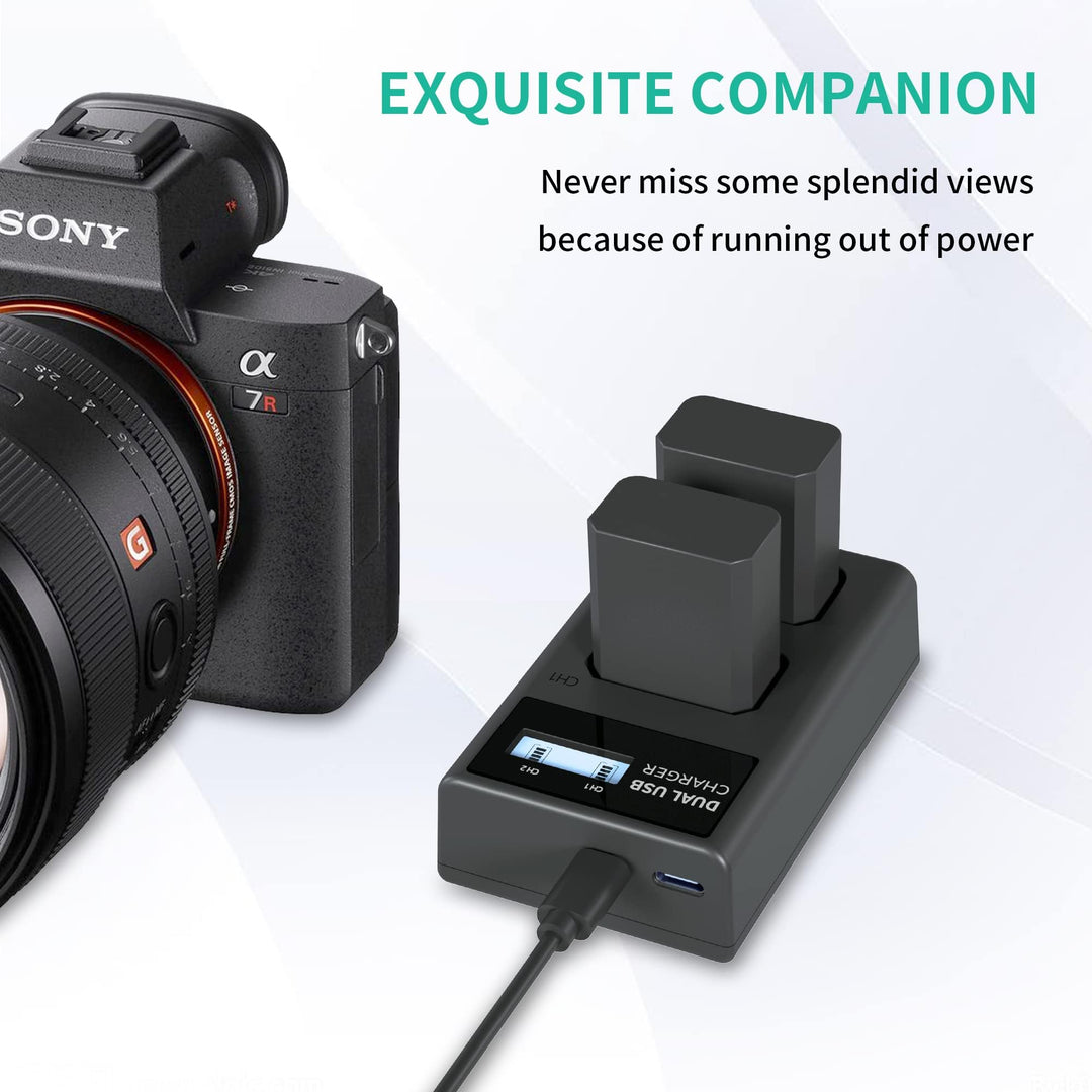 NALACAL Camera Battery Charger, Dual LCD