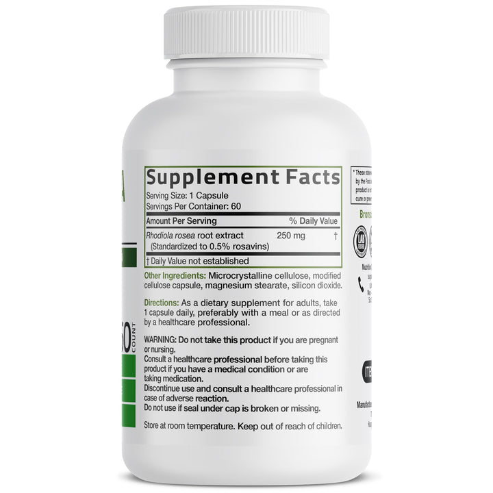 Bronson Rhodiola Rosea Vegetarian Capsules, 60 Count
