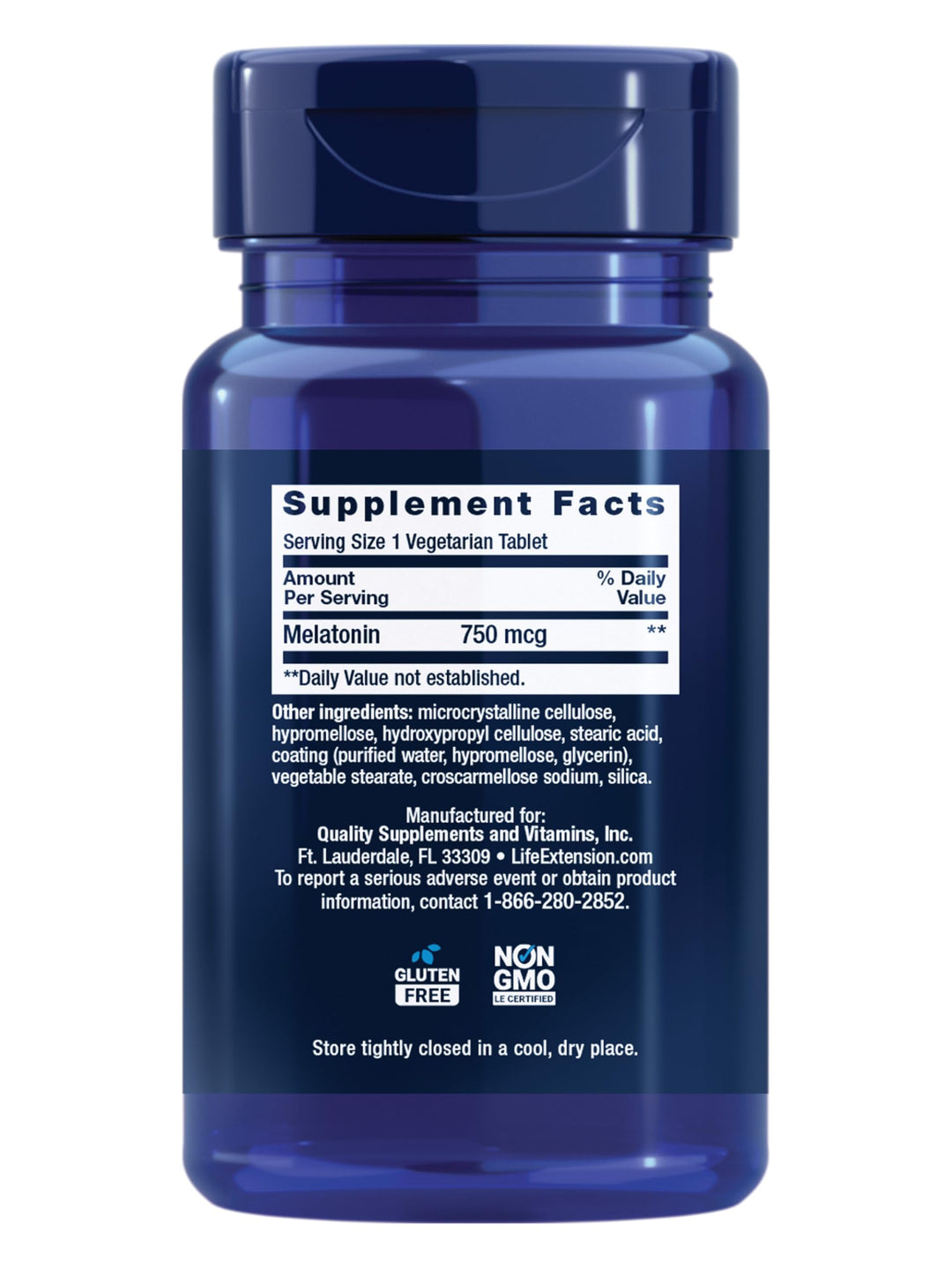 Life Extension Melatonin Timed Release, 750 mcg, 60 Count