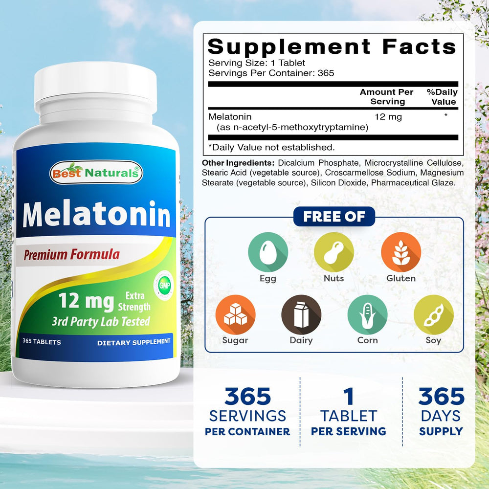 Best Naturals Melatonin 12 mg, 365 Count