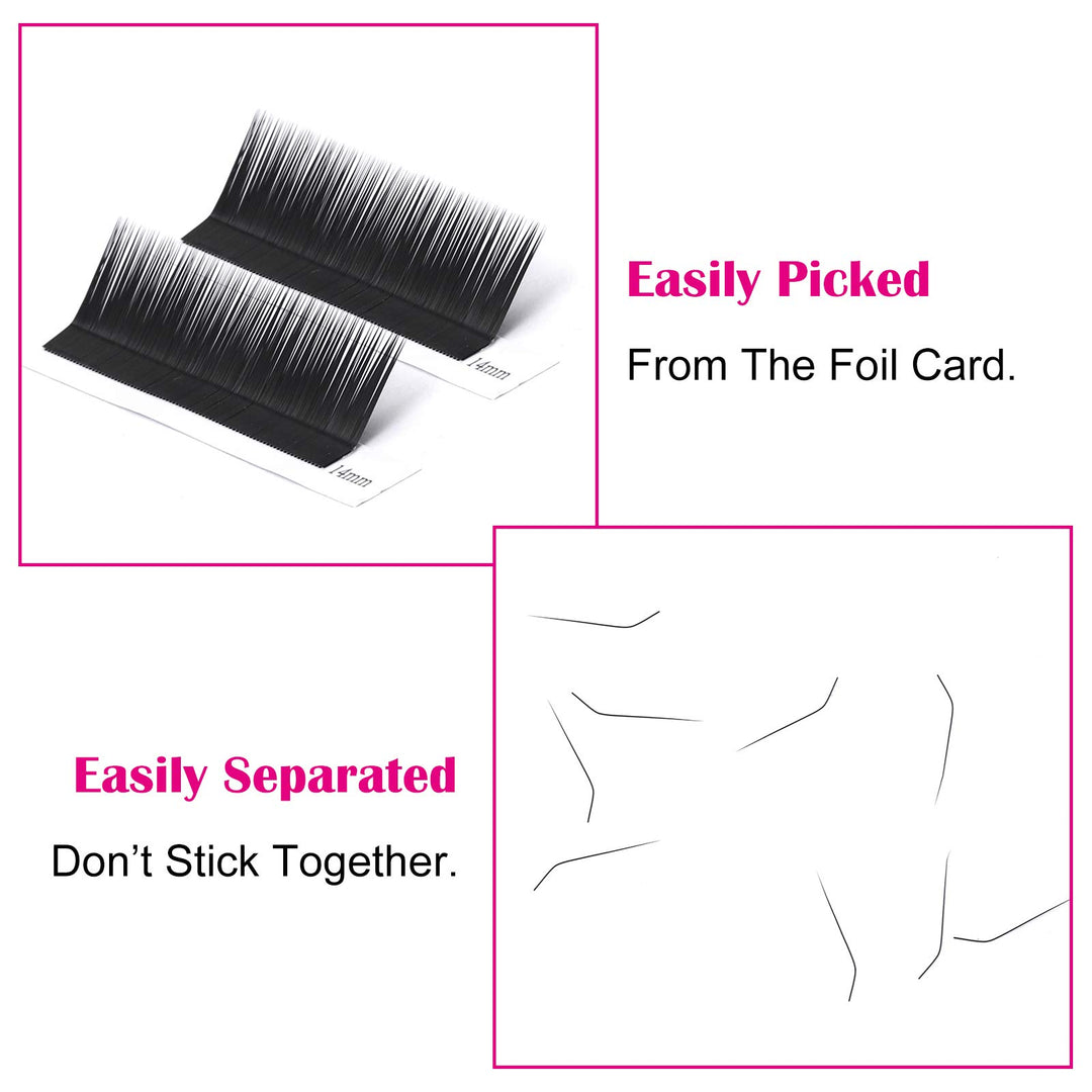 FADLASH Classic Lash Extensions, Black, 0.10, L Curl, 8-14mm Mixed, 12 Count