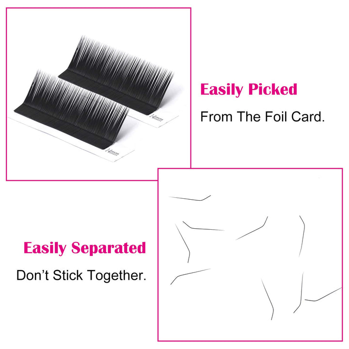 FADLASH Classic Lash Extensions, Black, 0.10, L Curl, 8-14mm Mixed, 12 Count