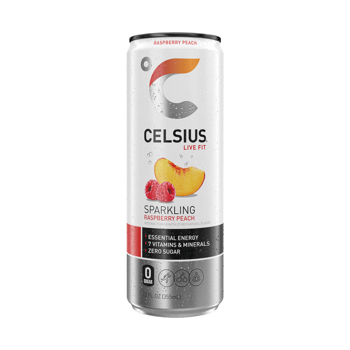 CELSIUS Sparkling Raspberry Peach Energy Drink, 12 fl oz, 12 Count