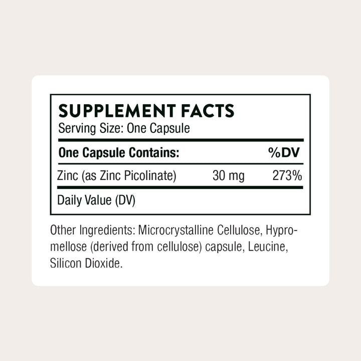 Thorne Zinc Picolinate, 30 mg, 60 Count