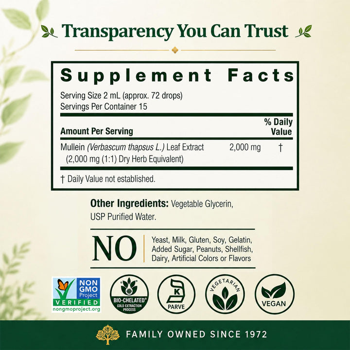 Nature's Answer Mullein Leaf Herbal Supplement, 1 fl oz