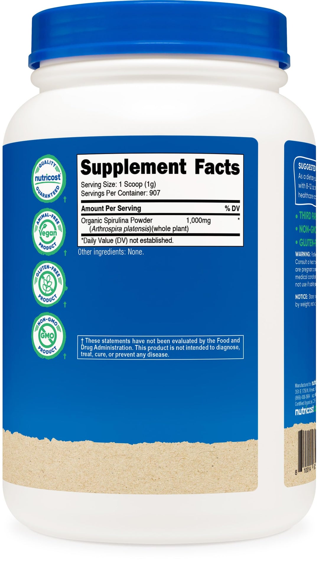 Nutricost Organic Spirulina Powder, 2 lb