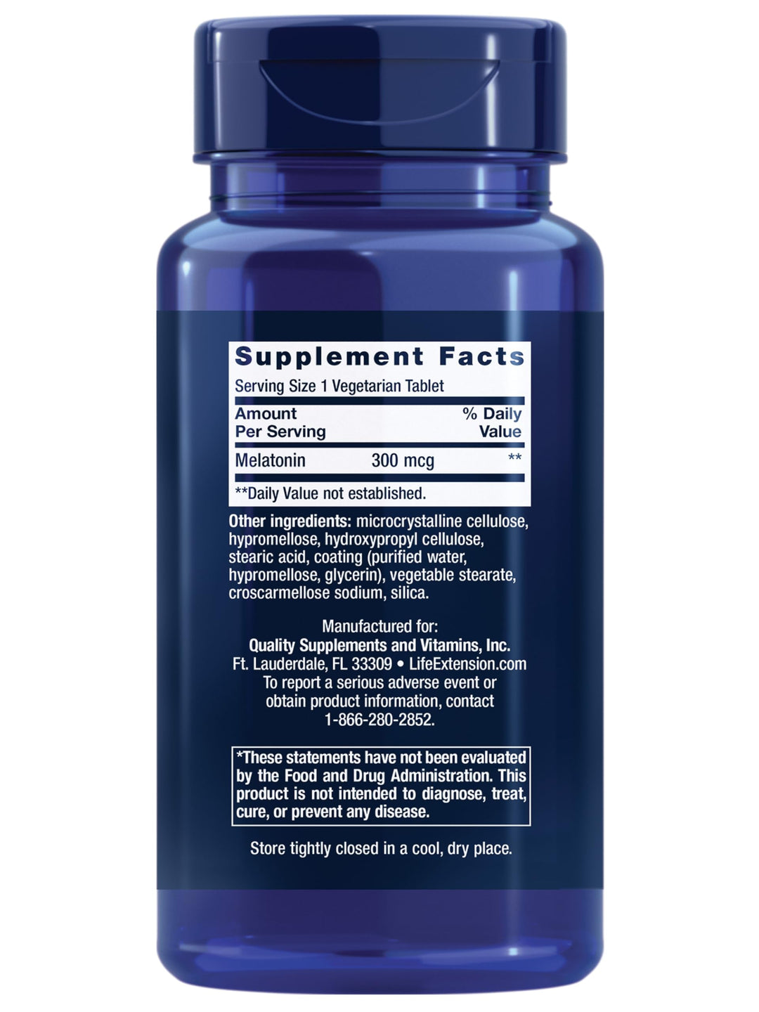 Life Extension Melatonin, 300 mcg, 100 Count