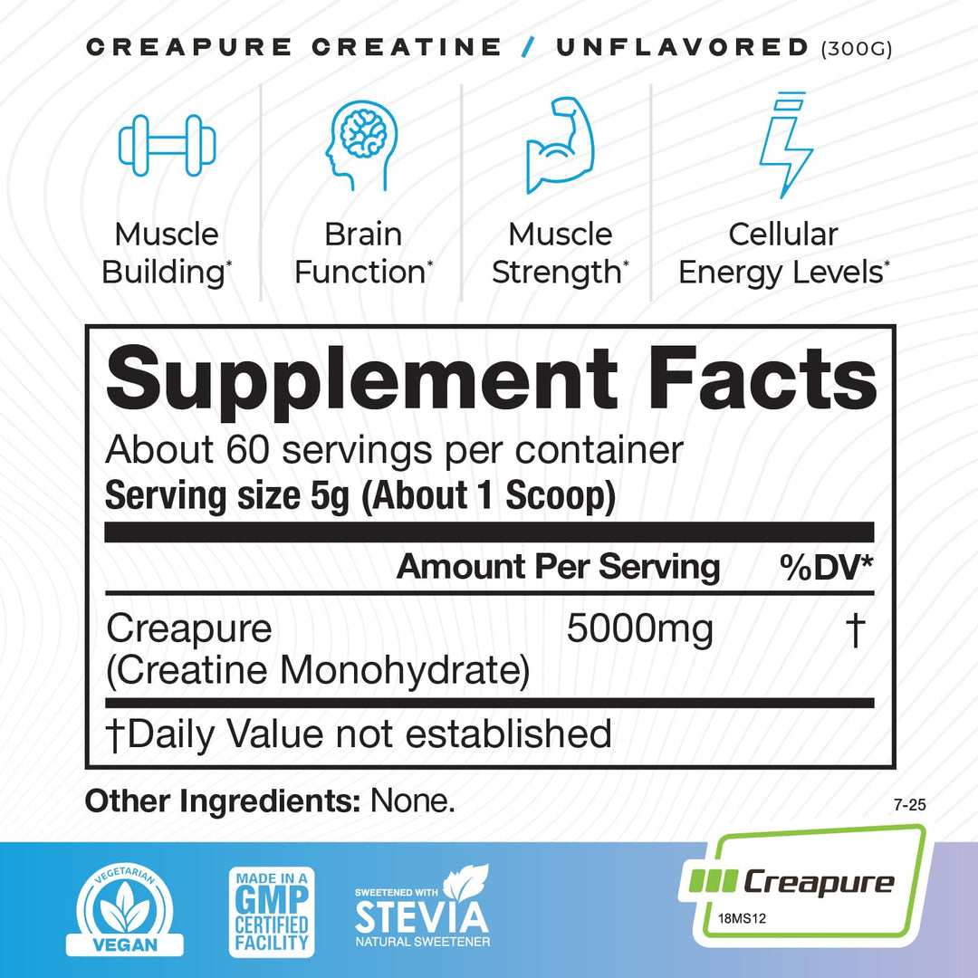 Muscle Feast Creapure Creatine Monohydrate Powder, Unflavored, 300 g