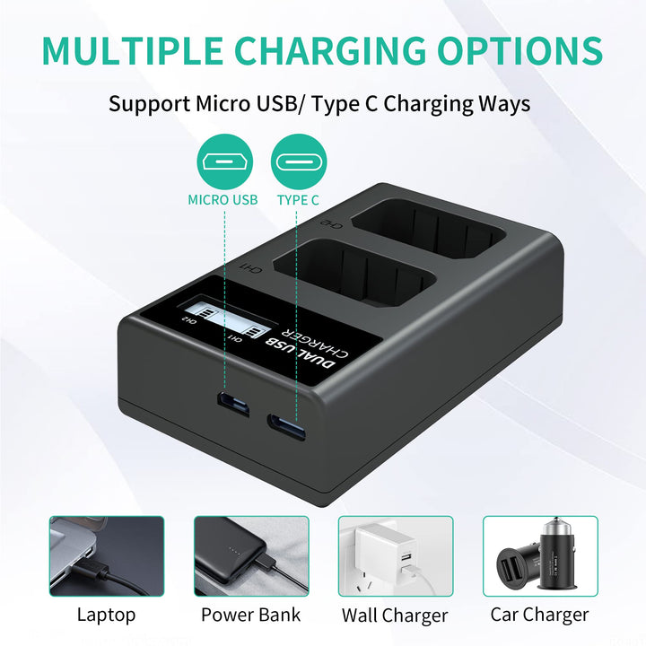 LP NP-FW50 Dual LCD Battery Charger