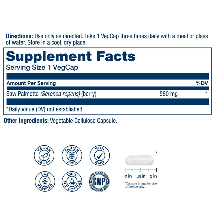 SOLARAY Saw Palmetto Whole Berry, 180 Count