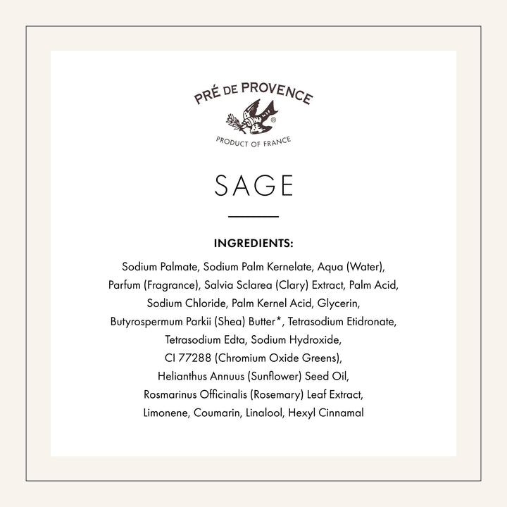 Pre de Provence Artisanal French Soap Bar, Sage, 250 g
