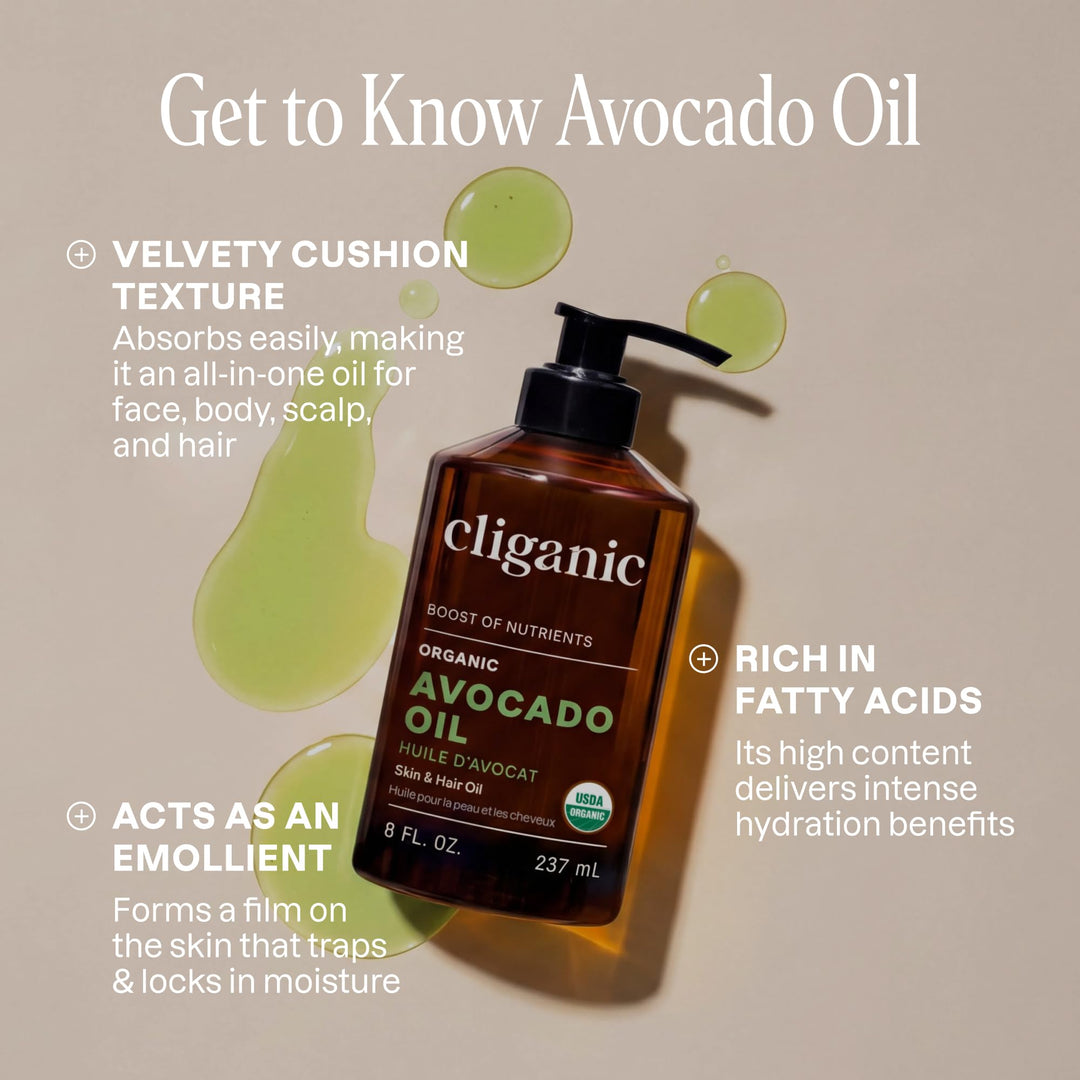 Cliganic Organic Avocado Oil, 8 oz