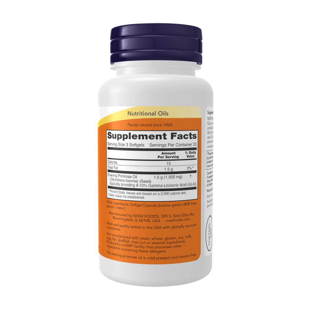 NOW Evening Primrose Oil 500 mg Softgels, 100 Count