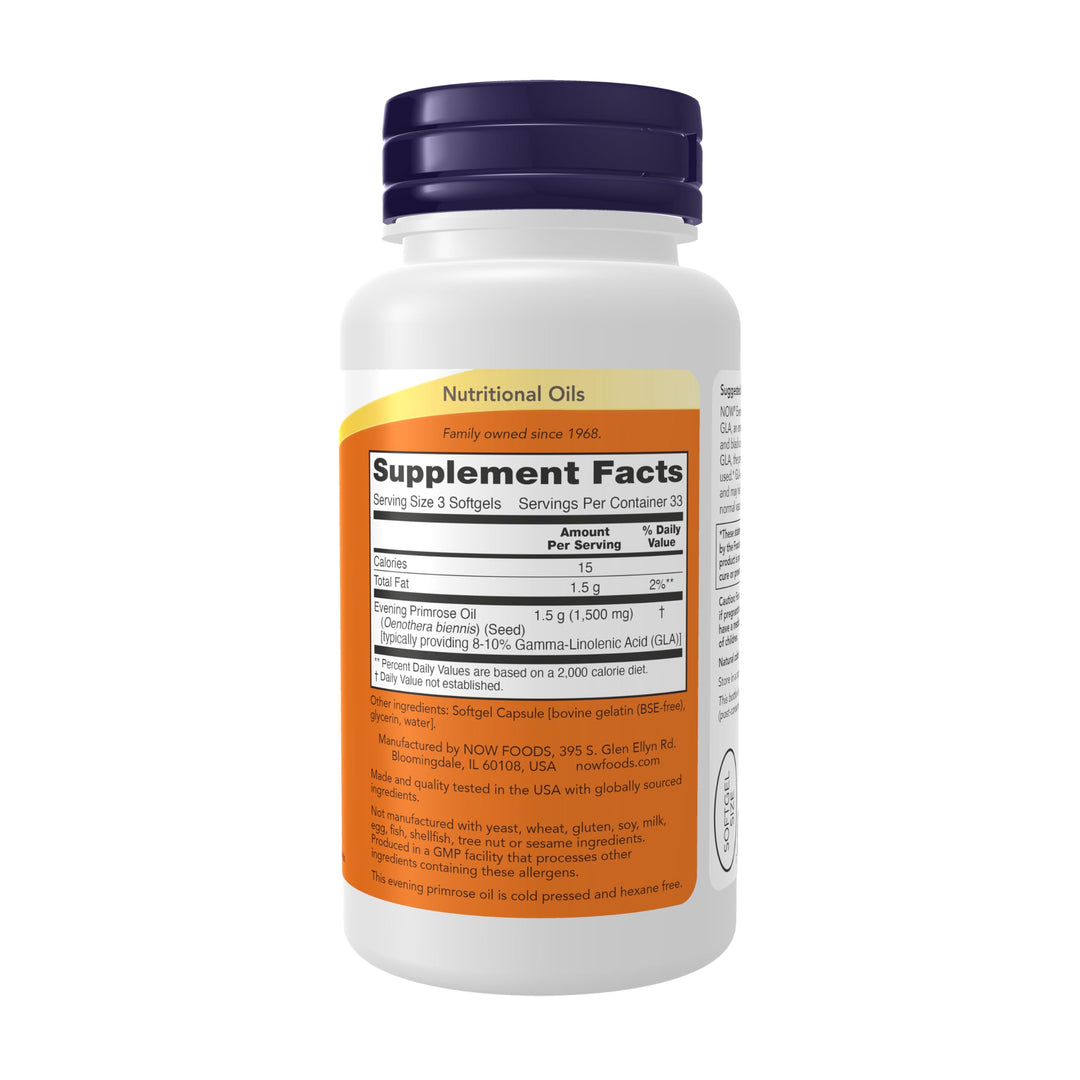 NOW Evening Primrose Oil 500 mg Softgels, 100 Count