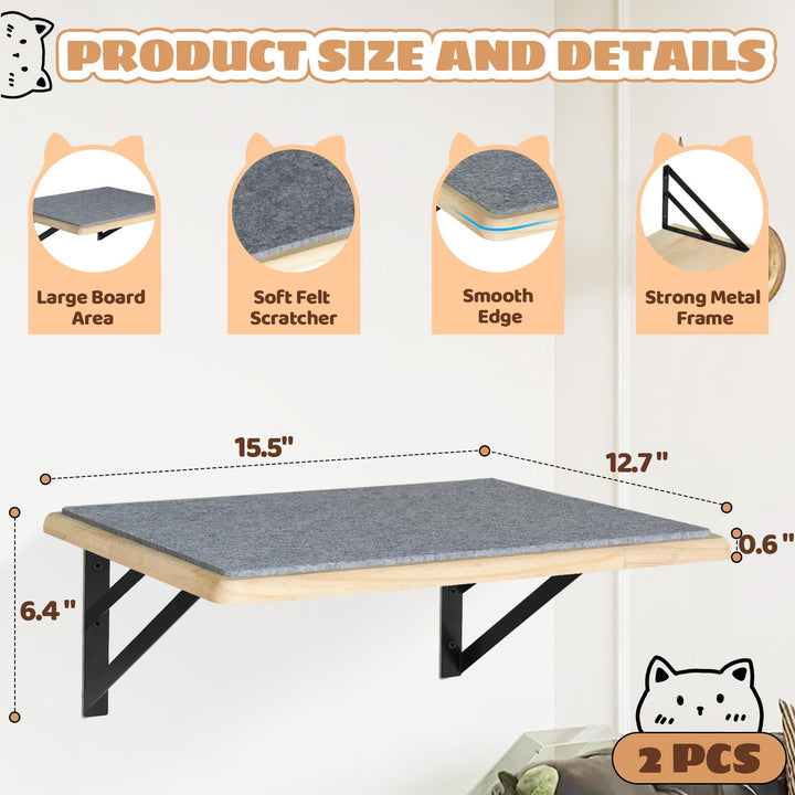 GADKE Cat Wall Shelves, Burlywood, 2 Count