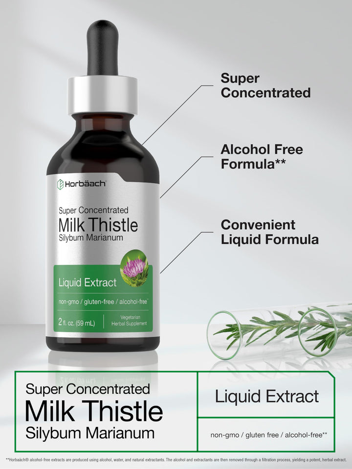 Horbäach Milk Thistle Extract Liquid, Alcohol Free, 60 ml