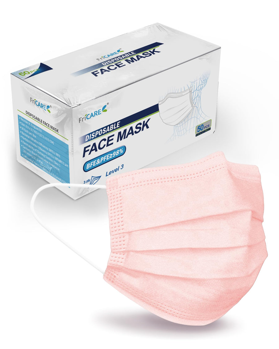 FriCARE ECOGUARD 3-Ply Disposable Face Mask, Multicolor, 50 Count