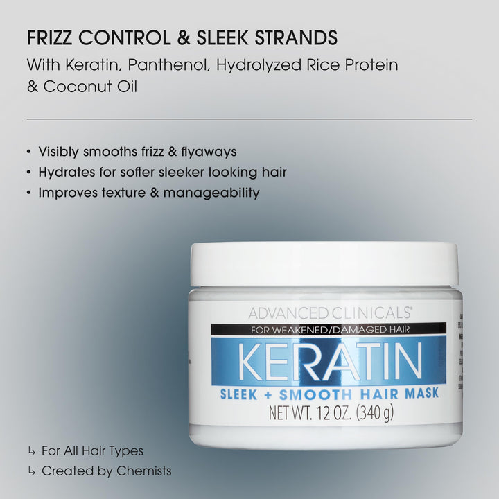 Advanced Clinicals Keratin Hair Mask Treatment, 12 fl oz
