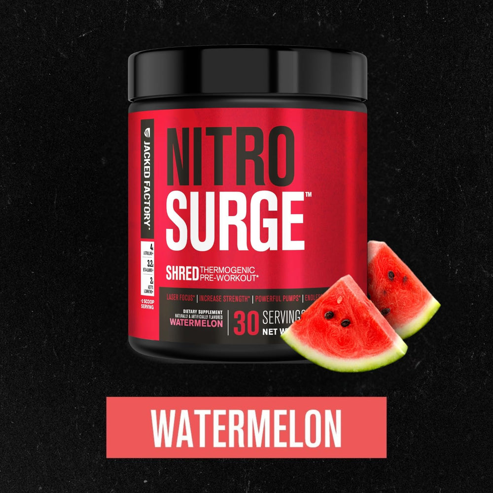 Jacked Factory Nitrosurge Shred Pre Workout Supplement, Watermelon, 30 Servings