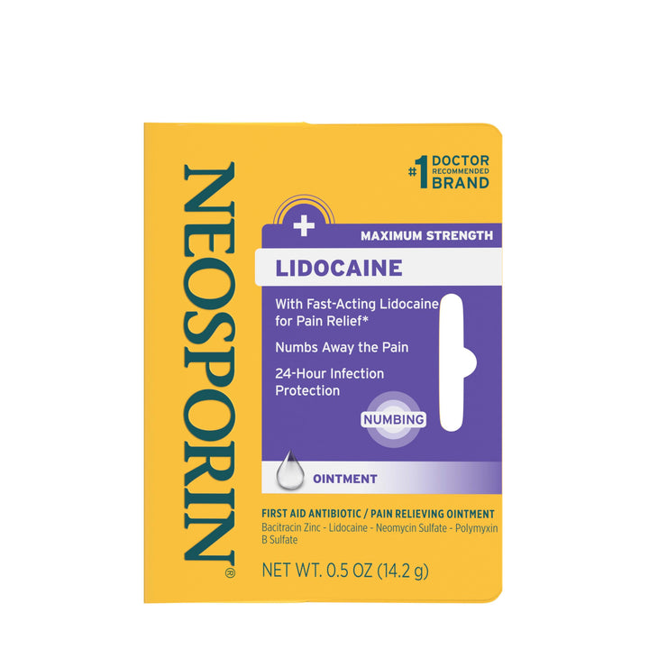 Neosporin Plus Lidocaine First Aid Antibiotic Ointment, Maximum Strength, 0.5 oz