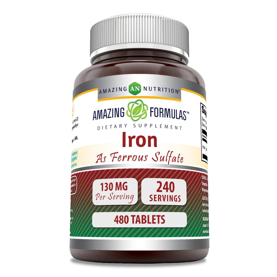 Amazing Nutrition Iron as Ferrous Sulfate, 65 mg, 480 Count
