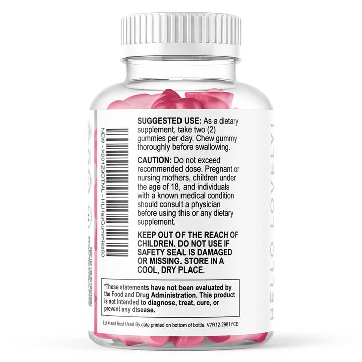Hello Lovely! Hair Vitamin Gummy, Berry Flavor, 120 Count
